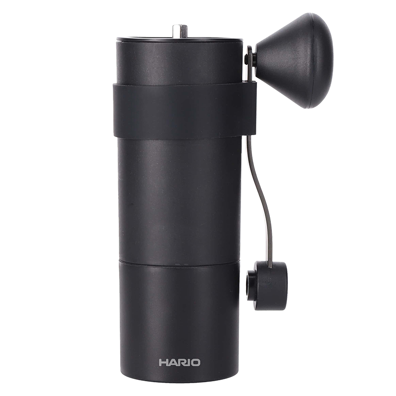 Hario Stainless Burr Coffee Grinder Mini Black Pro, black hand grinder with stainless steel handle