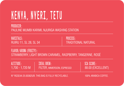 Kenya, Nyeri, Tetu- Njuriga Washing Station